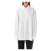 Magda Butrym Vit Oversized Knapp Ned Skjorta White, Dam