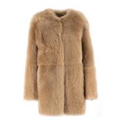 Fabiana Filippi Shearling Kragefri Fårskinn Jacka Brown, Dam