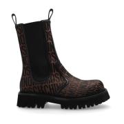 Moschino Ankelboots med logotyp Brown, Dam