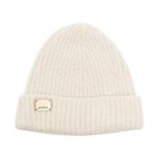 Isabel Marant Alpaca Wool Logo Beanie Hat White, Dam