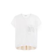 Motivi Randig T-shirt med Strassficka White, Dam