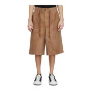 Andrea Ya’aqov Viskos Linne Bermuda Shorts Beige, Herr