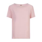 Her Shirt Silke Rosa T-shirt med Rund Hals Pink, Dam