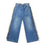 Munthe Western-inspirerade fransade vida ben jeans Blue, Dam