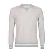 Eleventy Merino Crewneck Triangle Sleeve Sweater Beige, Herr