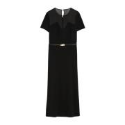 Max Mara Studio Elegant Silkepanel Midi Klänning Black, Dam