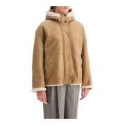 Brunello Cucinelli Vändbar Shearling Huva Jacka Beige, Dam