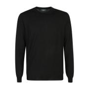 Zanone Svart Crew Neck Långärmad Tröja Black, Herr