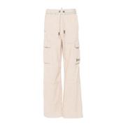 Moncler Reflekterande Corduroy Cargo Byxor Beige, Dam