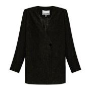 Ganni Blazer i speciellt texturtyg Black, Dam