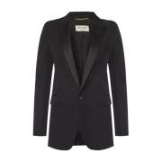 Saint Laurent Ullblazer med peakslag Black, Dam