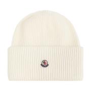 Moncler Yllehatt med logopatch Beige, Dam