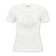 Moncler T-shirt med logotyp White, Dam