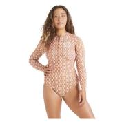 Billabong Salty Dayx Half Zip Swimsuit Beige, Dam