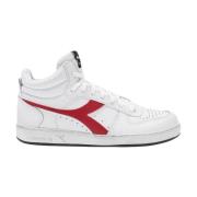 Diadora Röda Läder Sneakers Gummisula Herr White, Herr