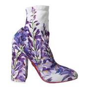 Dolce & Gabbana Blommig Jersey Ankelboots Multicolor, Dam