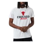 New Era NBA Chicago Bulls Script Logo Tee T-shirt White, Herr