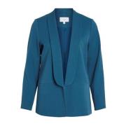 Vila Blå Långärmad Blazer med Reverskrage Blue, Dam