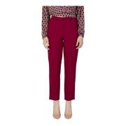 VILA Bordeaux Zip Byxor med Fickor Red, Dam