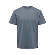 Only & Sons Klassisk Flint T-Shirt Modern Stil Blue, Herr