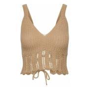 Pieces TIE Knit Top Beige, Dam