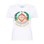 Casablanca Vit Bomull Logo Print T-shirt White, Dam