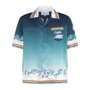 Casablanca Sidenskjorta med La desse du Stade Print Multicolor, Herr