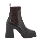 Stella McCartney Chunky Heel Sock Ankelboots Brown, Dam