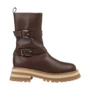 Ermanno Scervino Brun Läder Biker Boots Brown, Dam