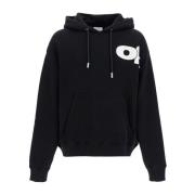 Off White Oversized Hoodie med Logotyptryck Black, Herr