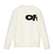 Off White Tröja med broderad logotyp Beige, Dam