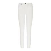 Armani Exchange Vita bomullsbyxor, smal passform White, Dam