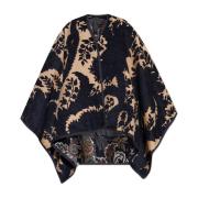 Etro Vändbar poncho med blommigt mönster Black, Dam