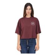 Elisabetta Franchi Burgundy Water Logo Print T-shirt Red, Dam