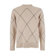 Eleventy Beige V-Neck Sweaters Beige, Herr