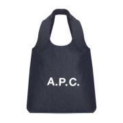 A.p.c. Blå Bomulls Shoppingväska för Kvinna Blue, Dam