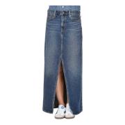 Levi's Denim Långkjol Ankel Kolumn Blue, Dam