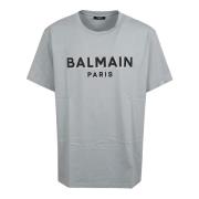 Balmain Flock & Foil T-Shirt - Bulky Fit Gray, Herr