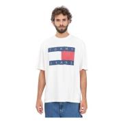 Tommy Jeans Flagg Logo Kortärmad T-shirt White, Herr