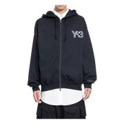 Y-3 Svart Y-3 Zip Hoodie med Logga, Oversize-modell Black, Herr