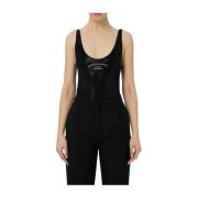 Elisabetta Franchi Svart Metallic Jersey Body Black, Dam