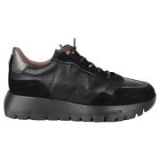 Wonders Svart Läder Sneaker - Stilren & Bekväm Black, Dam