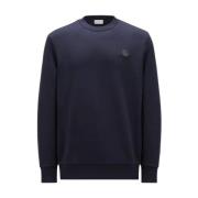 Moncler Logopatch Crew Neck Sweatshirt Blue, Herr