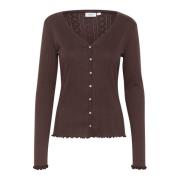 Saint Tropez Mörk Ek Cardigan Top Brown, Dam