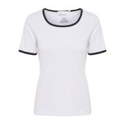 Karen by Simonsen Slim Tee Top i Bright White White, Dam