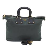 Prada Vintage Pre-owned Nylon handvskor Green, Dam