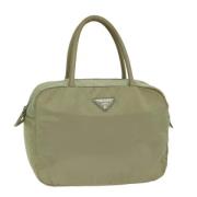 Prada Vintage Pre-owned Nylon handvskor Beige, Dam