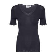 Saint Tropez Feminin Topp med Spetsdetaljer Black, Dam