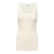 Saint Tropez Ruffled Edge Tank Top Beige, Dam