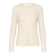 Cream Mesh Blus med prickigt mönster Beige, Dam